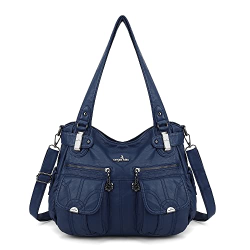 Angel Kiss Damen Handtasche Große Doppelreißverschluss Multi Pocket Washed Schultertasche Designer-Handtaschen für Frauen von Angel Kiss