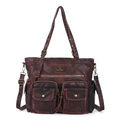 Angel Kiss Handtasche Damen Schultertasche Multifunktionale Umhängetaschen Gewaschenes Hobo-Taschen aus weichem Leder von Angel Kiss