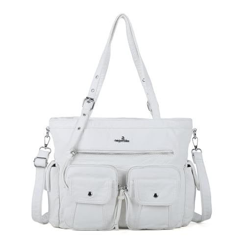 Angel Kiss Handtasche Damen Schultertasche Multifunktionale Umhängetaschen Gewaschenes Hobo-Taschen aus weichem Leder von Angel Kiss