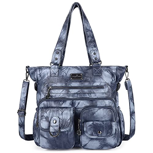 Angel Kiss Handtasche Damen Schultertasche Multifunktionale Umhängetaschen Gewaschenes Veganes Leder Wasserdicht mit Reißver Schlusstaschen von Angel Kiss