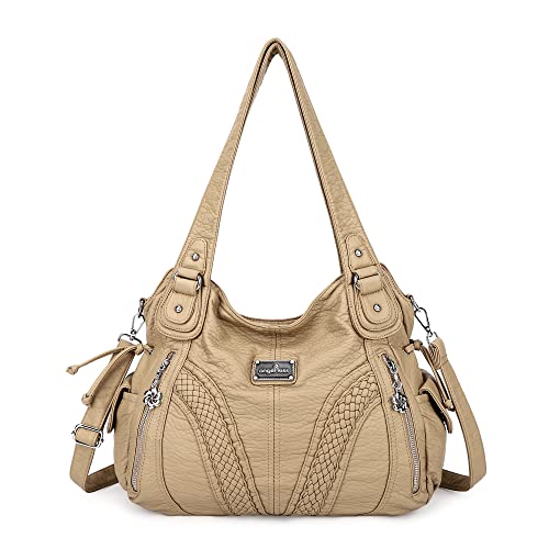 Angel Kiss Handtasche Damen Schultertasche Multifunktionale Umhängetaschen Wasserdicht PU Veganes Leder mit Reißver Schlusstaschen von Angel Kiss