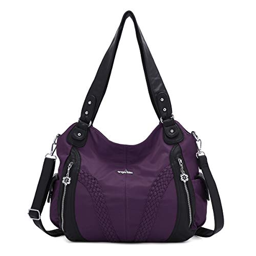 Angel Kiss Handtasche Damen Schultertasche Multifunktionale Umhängetaschen Wasserdicht PU Veganes Leder mit Reißver Schlusstaschen von Angel Kiss