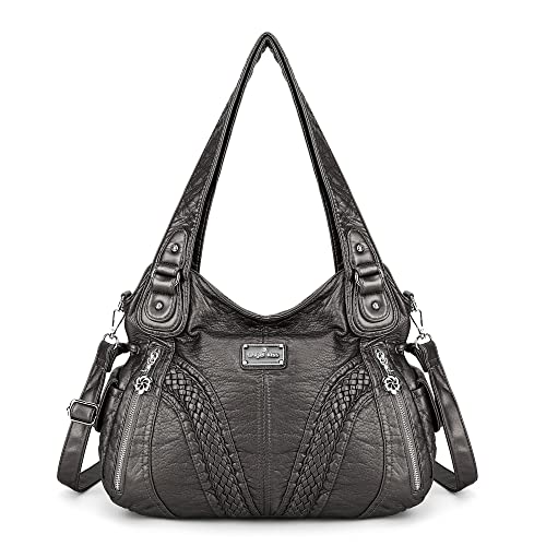 Angel Kiss Handtasche Damen Schultertasche Multifunktionale Umhängetaschen Wasserdicht PU Veganes Leder mit Reißver Schlusstaschen von Angel Kiss