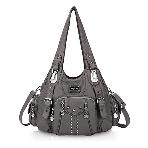 Angel Kiss Handtaschen für Frauen, weiches PU-Leder, große Hobo-Taschen für Damen, Top-Griff, Umhängetasche, Schultertasche, 158#130grau-us, Einheitsgröße von Angel Kiss