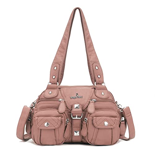 Angel Kiss Hobo Crossbody Geldbörsen für Frauen Umhängetasche Multipocket Soft Hobo Geldbörsen Abnehmbarer Riemen Leder Handtaschen, #14 Pink von Angel Kiss