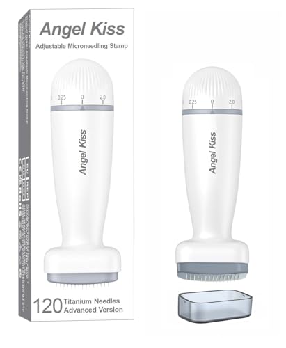 Angel Kiss Microneedling-Stempel - 120 Titan Mikronadeln - 0-2,0 mm verstellbarer Derma-Stempel für Gesicht, Körper, Haare, Bartwuchs von Angel Kiss