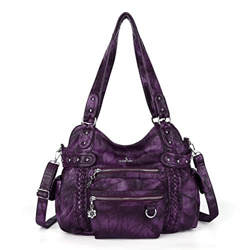 Angel Kiss Hobo Handtaschen für Damen, weiches PU-Leder, Schulterhandtaschen für Damen, Violett, Einheitsgröße von Angel Kiss