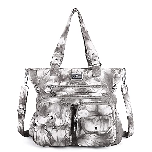 AngelKiss Handtasche Damen Schultertasche Multifunktionale Umhängetaschen Gewaschenes Veganes Leder Wasserdicht mit Reißver Schlusstaschen von Angel Kiss