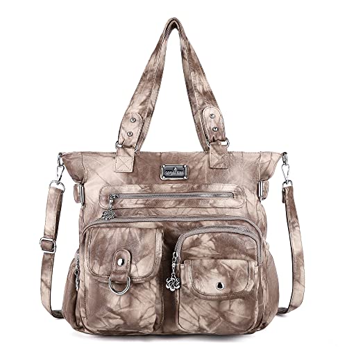 AngelKiss Handtasche Damen Schultertasche Multifunktionale Umhängetaschen Gewaschenes Veganes Leder Wasserdicht mit Reißver Schlusstaschen von Angel Kiss
