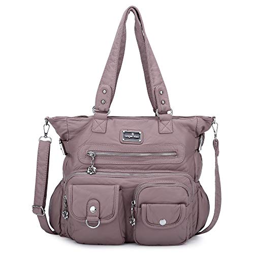 AngelKiss Handtasche Damen Schultertasche Multifunktionale Umhängetaschen Gewaschenes Veganes Leder Wasserdicht mit Reißver Schlusstaschen von Angel Kiss