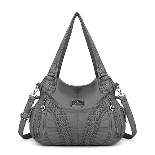 AngelKiss Handtasche Damen Schultertasche Multifunktionale Umhängetaschen Wasserdicht PU Veganes Leder mit Reißver Schlusstaschen von Angel Kiss