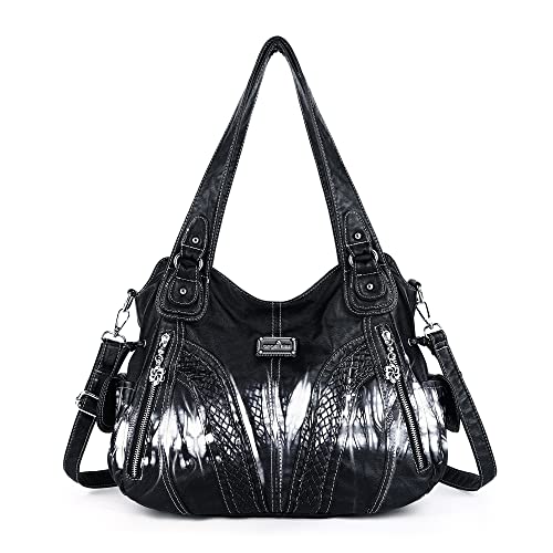 AngelKiss Handtasche Damen Schultertasche Multifunktionale Umhängetaschen Wasserdicht PU Veganes Leder mit Reißver Schlusstaschen von Angel Kiss