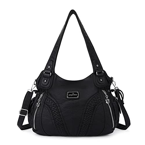 AngelKiss Handtasche Damen Schultertasche Multifunktionale Umhängetaschen Wasserdicht PU Veganes Leder mit Reißver Schlusstaschen von Angel Kiss