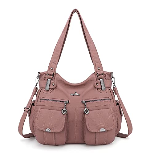 Angelkiss Damen Handtasche Große Doppelreißverschluss Multi Pocket Washed Schultertasche Designer-Handtaschen für Frauen von Angel Kiss