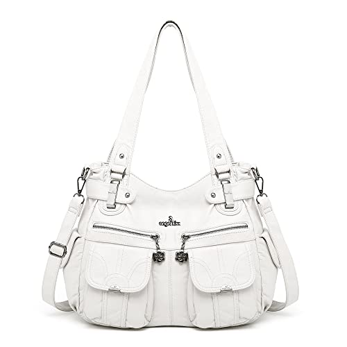 Angelkiss Damen Handtasche Große Doppelreißverschluss Multi Pocket Washed Schultertasche Designer-Handtaschen für Frauen von Angel Kiss