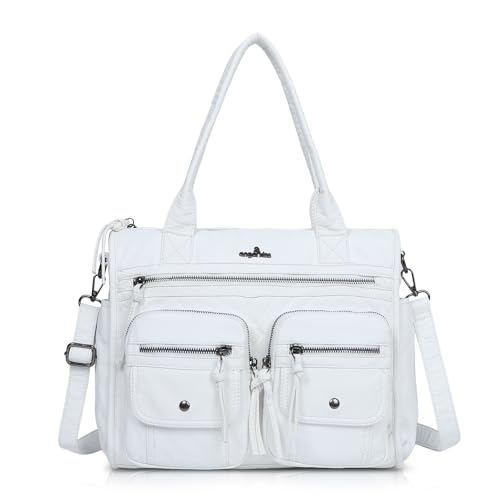 Angelkiss Geldbörsen und Handtasche für Damen, weiches Leder, Hobo-Tasche, Umhängetasche, Umhängetasche für Damen, Weiss/opulenter Garten von Angel Kiss