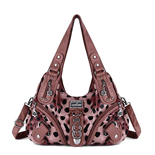 Angel Kiss Hobo Geldbörsen und Handtaschen für Frauen Satchel Handtasche Frauen Geldbörsen Große tägliche Schultertaschen, Leopard Pink von Angel Kiss