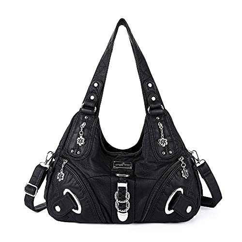 Angelkiss Hobo börsen und Handtaschen für Damen Satchel Handtasche Frauen börsen GroÃŸ Täglich Schultertasche, Schwarz (schwarz), Large von Angel Kiss