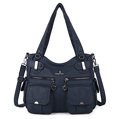 Geldbörsen und Handtaschen Frauen Tote Schulter Top Griff Satchel Hobo Taschen Mode Gewaschen Leder Geldbörse, 1-Denimblau. von Angel Kiss