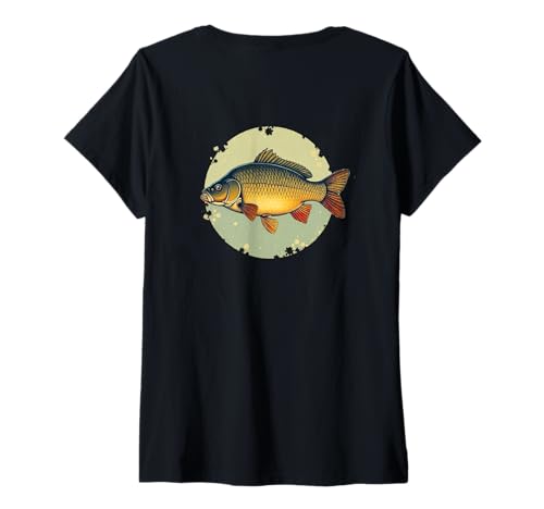 Damen #snirt Angel T-Shirt Herren, Angler Angelkleidung Karpfen T-Shirt mit V-Ausschnitt von Angel TShirt Herren, Angler Angelkleidung Geschenk