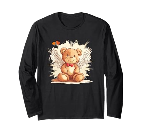 Heaven Sent: Lustiger Teddybär mit Flügeln für Erwachsene und Kinder Langarmshirt von Angel Teddy Bear