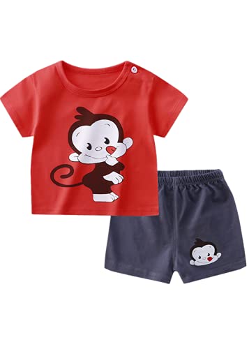 Angel ZYJ Babykleidung Set Jungen Mädchen Baumwolle Kurzarm Cartoon Print T-Shirt + Shorts Sommer-Outfits (18-24 M, style 5) von Angel ZYJ