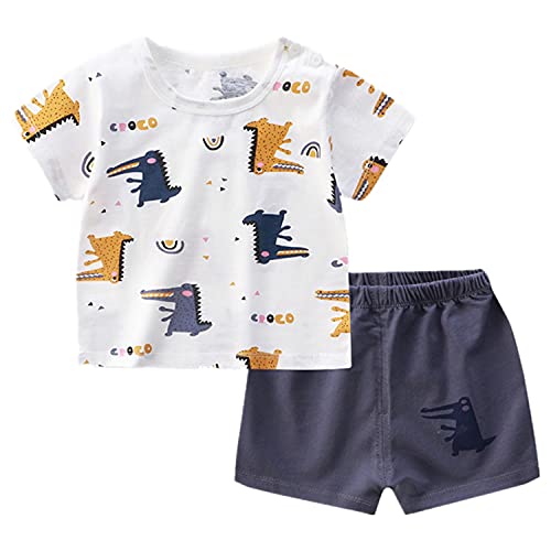 Angel ZYJ Babykleidung Set Jungen Mädchen Baumwolle Kurzarm Cartoon Print T-Shirt + Shorts Sommer-Outfits (18-24 M, style 9) von Angel ZYJ