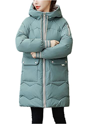Damen Lang Winter Jacke mit Kapuze Mantel Warmer Daunenmantel mit Taschen Damen Daunenjacke Steppjacke Outdoor (Grün, 3XL) von Angel ZYJ