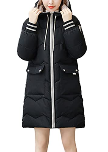 Angel ZYJ Damen Lang Winter Jacke mit Kapuze Mantel Warmer Daunenmantel mit Taschen Damen Daunenjacke Steppjacke Outdoor (Schwarz, M) von Angel ZYJ