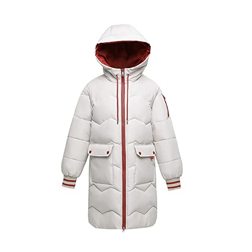 Damen Lang Winter Jacke mit Kapuze Mantel Warmer Daunenmantel mit Taschen Damen Daunenjacke Steppjacke Outdoor (Weiß, L) von Angel ZYJ
