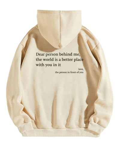 Angel ZYJ Kapuzenpullover Damen Dear Person Behind Me Sweatshirt, Langarm Herbst Winter Y2K Harajuku Stil Streetwear Oberteil Pulli (DE/NL/SE/PL, Alphanumerisch, S, Regular, Regular, Aprikose) von Angel ZYJ