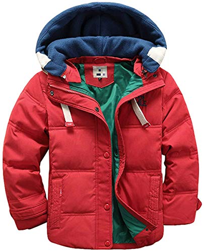 Angel ZYJ Winterjacke für Kinder Jungen Mädchen verdickte Daunenjacken Mantel Trenchcoat Outerwear mit Kapuzen (Rot,140?Körpergröße130-140cm?) von Angel ZYJ