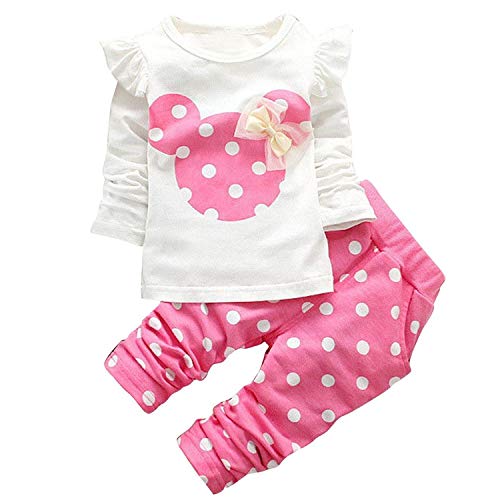 Angel ZYJ Baby Mädchen Kleidung Set Top Langarm Shirt + Pants Bekleidungsset Outfits (Pink, 0-6M) von Angel ZYJ