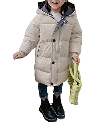 Kinder Daunenjacke Jungen Mädchen Mäntel Mit Kapuze Langarm Warmer Kinder Wintermantel (as3, numeric, numeric_100, regular, Beige, 100) von Angel ZYJ
