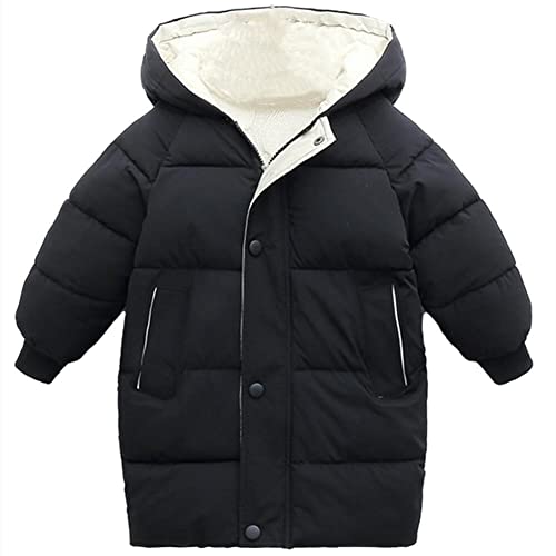 Kinder Daunenjacke Jungen Mädchen Mäntel Mit Kapuze Langarm Warmer Kinder Wintermantel (as3, numeric, numeric_130, regular, schwarz, 130) von Angel ZYJ