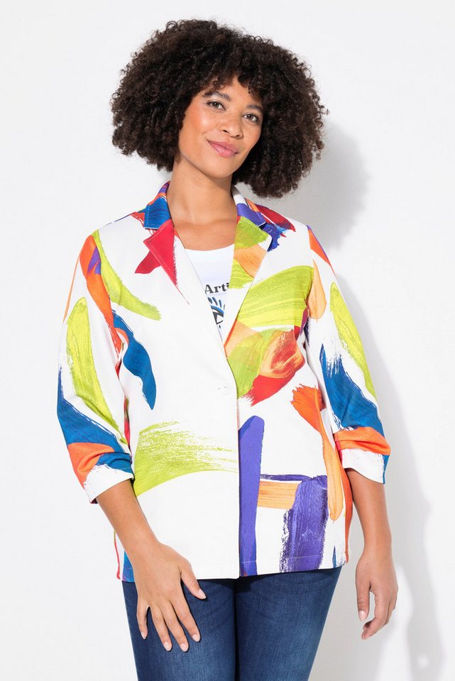 Angel of Style Blusenblazer Blazer Alloverdruck gekräuselte 3/4-Ärmel von Angel of Style