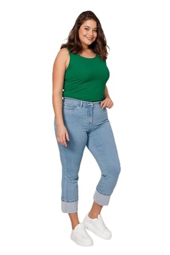 Angel of Style Damen große Größen Übergrößen Plus Size 7/8-Jeans, Komfort Fit, 5-Pocket, breiter Umschlag-Saum Mittelblau 58 201243716-58 von Angel of Style
