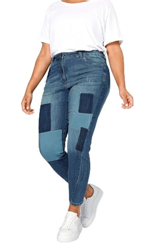 Angel of Style Damen große Größen Übergrößen Plus Size 7/8-Jeans, Slim Fit, Patches, 5-Pocket Mittelblau 58 201573716-58 von Angel of Style