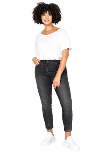 Angel of Style Damen große Größen Übergrößen Plus Size 7/8-Jeans, Slim Fit, Strass-Details, 5-Pocket Graphitgrau 58 201615100-58 von Angel of Style