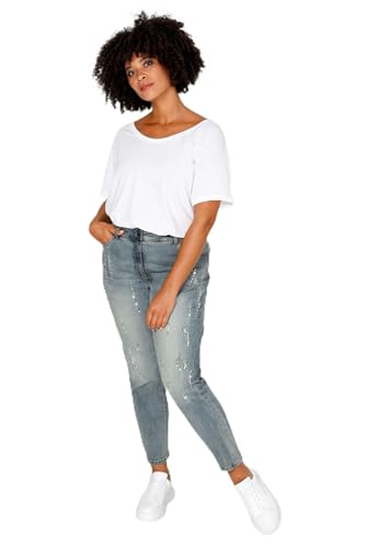 Angel of Style Damen große Größen Übergrößen Plus Size 7/8-Jeans, Slim Fit, Strass-Details, 5-Pocket hellblau 58 201593171-58 von Angel of Style