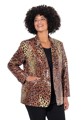 Angel of Style Damen große Größen Übergrößen Plus Size Blazer, Fitted Fit, Leo-Muster, Langarm Sand 50 835938156-50 von Angel of Style