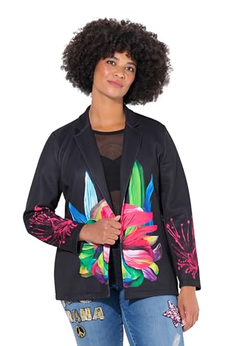 Angel of Style Damen große Größen Übergrößen Plus Size Blazer, Langarm mit Blume, Color-Futter schwarz 50 836765100-50 von Angel of Style