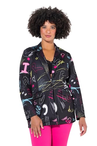 Angel of Style Damen große Größen Übergrößen Plus Size Blazer, Scribbledruck, Revers, farbiges Futter schwarz 50 836590100-50 von Angel of Style