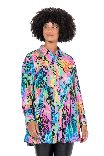 Angel of Style Damen große Größen Übergrößen Plus Size Bluse, A-Linie, buntes Leomuster helltürkis 48 836613750-48 von Angel of Style