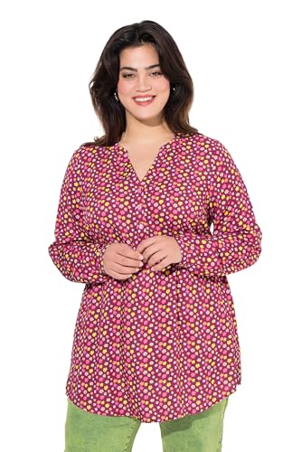Angel of Style Damen große Größen Übergrößen Plus Size Bluse, Minimal Blumendruck, Langarm magnolienrot 52 839033820-52 von Angel of Style