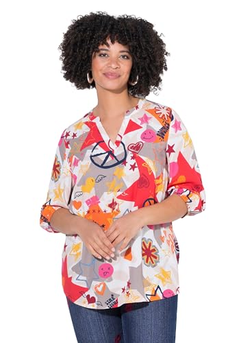 Angel of Style Damen große Größen Übergrößen Plus Size Bluse, Smiley-Patchmuster, 3/4-Ärmel Offwhite 46 842469200-46 von Angel of Style