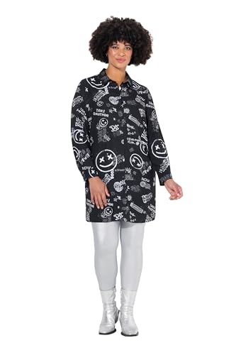 Angel of Style Damen große Größen Übergrößen Plus Size Hemdbluse, Straight Fit, Scribblemuster mit Smileys schwarz 50 836508100-50 von Angel of Style