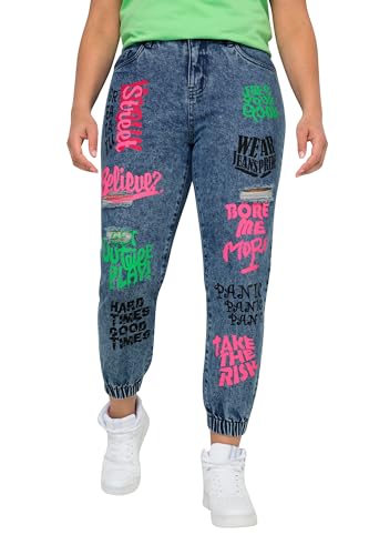 Angel of Style Damen große Größen Übergrößen Plus Size Jeans, Bunte Drucke, 5-Pocket, Elastiksaum Blue Denim 52 831364902-52 von Angel of Style