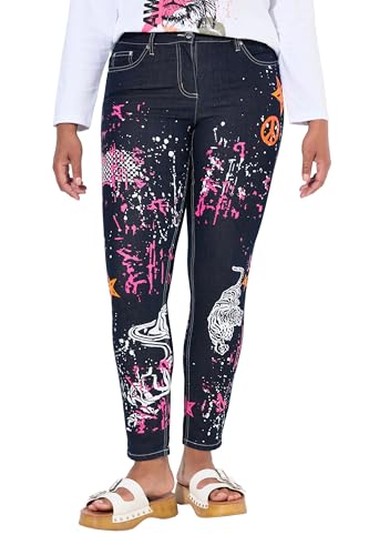 Angel of Style Damen große Größen Übergrößen Plus Size Jeans, Slim Fit, Print-Mix, 5-Pocket Dark Blue Denim 50 835396903-50 von Angel of Style