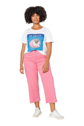 Angel of Style Damen große Größen Übergrößen Plus Size Jeans-Culotte, Regular Fit, weiter Fransensaum, 5 Pocket hibiskuspink 58 200818510-58 von Angel of Style